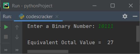 binary to octal program in python