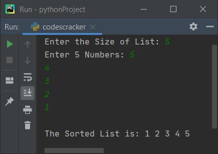 bubble sort using list python