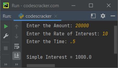 calculate simple interest using function python