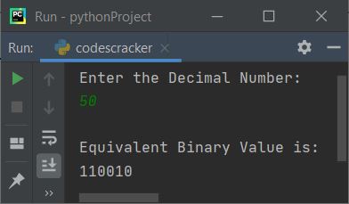 convert decimal to binary python