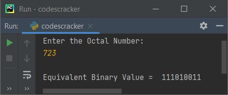 convert octal to binary python