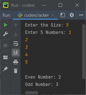 count even odd numbers in list python program
