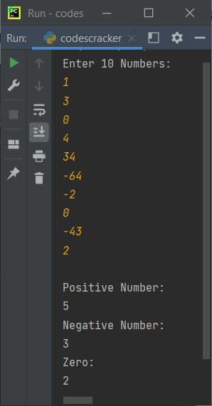 count positive negative numbers in list python