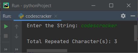count repeated characters in string python program