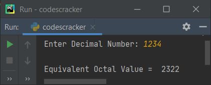 decimal to octal conversion in python