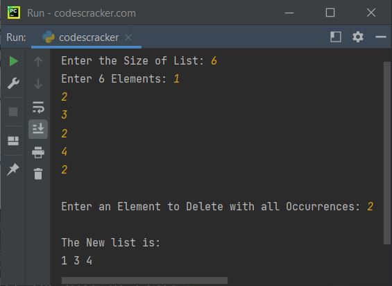 delete all occurrences from list python
