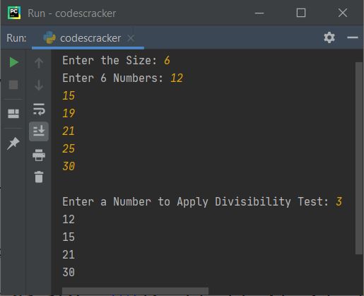 divisibility test program using function python