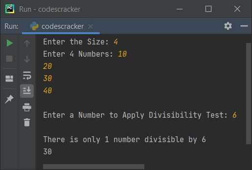 divisibility test with multiple numbers python