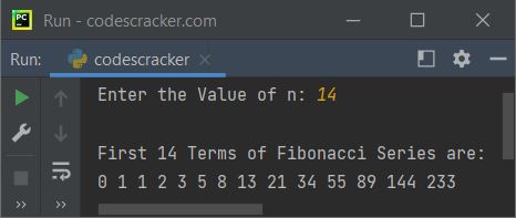 Fibonacci series program in python using for loop