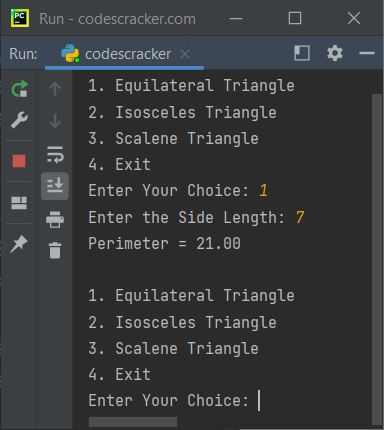find perimeter of triangle of all types python