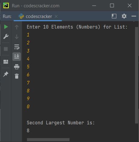find second largest number in list python