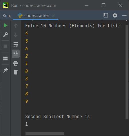 find second smallest number in list python