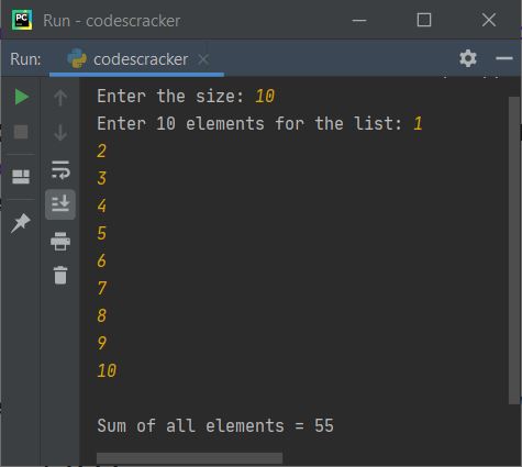find sum of all numbers in list python
