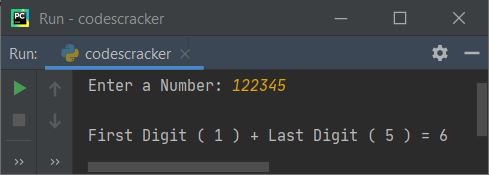 find sum of first and last digit of number python