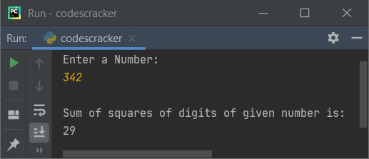 find sum of squares of digits of number python