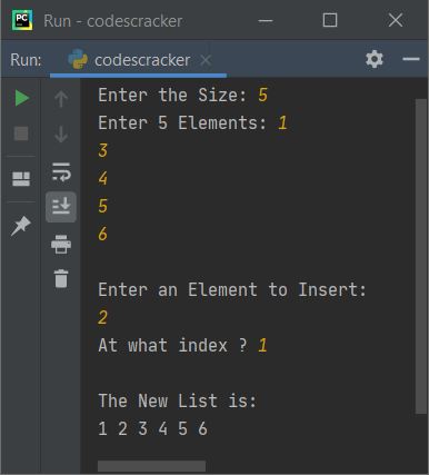 insert element at specific position in list python