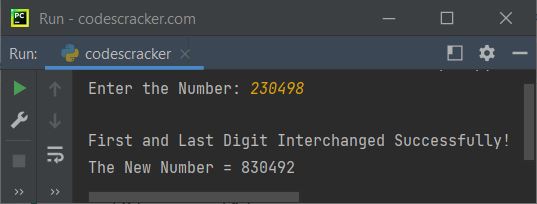 interchange digits using list python