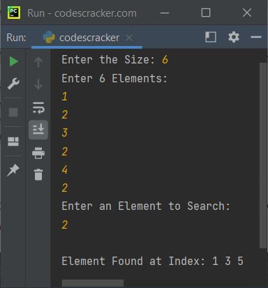 linear search with duplicate element python