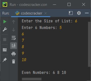 print even numbers from given list python