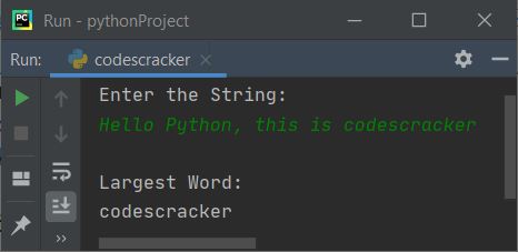 print largest word in string python