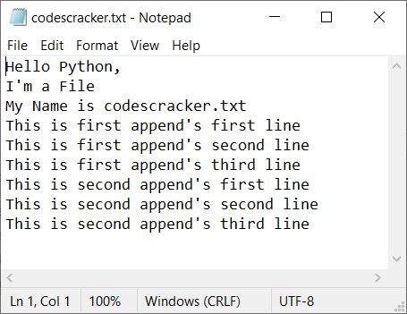 python append text with newline