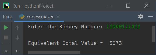 python convert binary to octal
