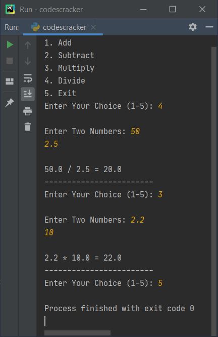 calculator program in python