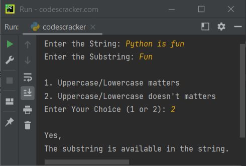 python check substring is present in given string
