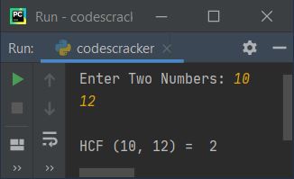 python find hcf of two numbers