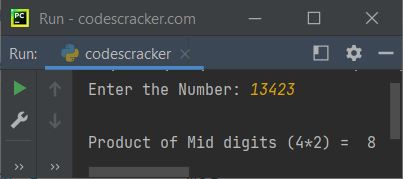 python find product of mid digits