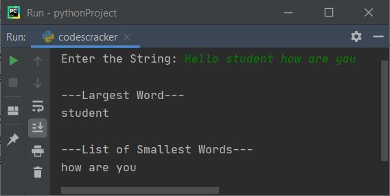 python find smallest largest word in string