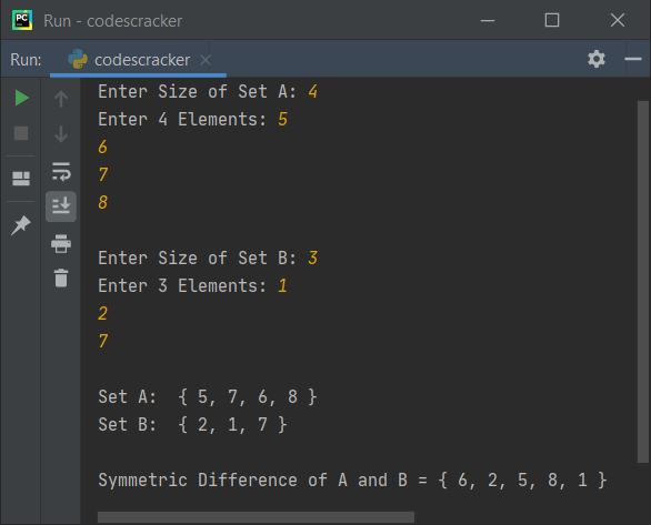 python find symmetric difference of sets