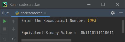 python hexadecimal to binary using int bin