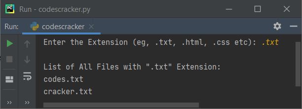python list files with extension by user
