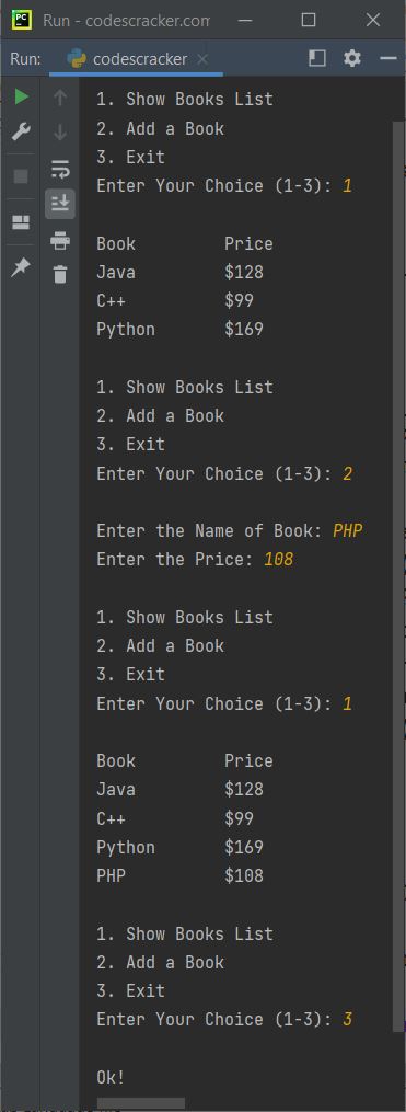 python nested list example program code user