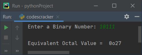 python program binary to octal