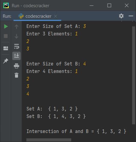 python program find intersection of sets