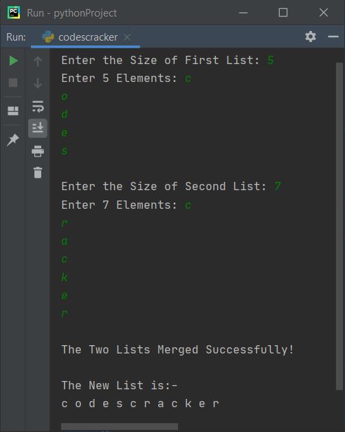 python program merge two lists