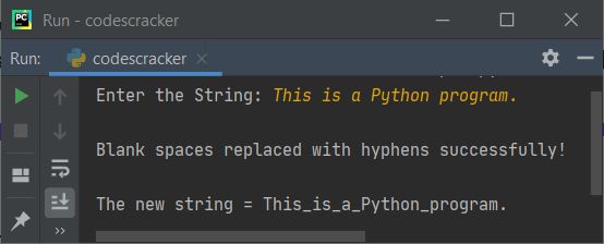 python program replace blank space with hyphen