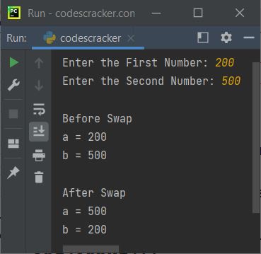 python program swap two numbers