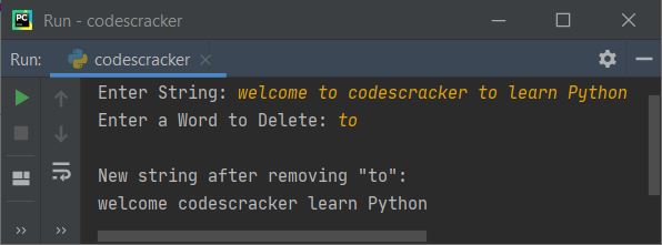 Python Program To Remove Word From Sentence