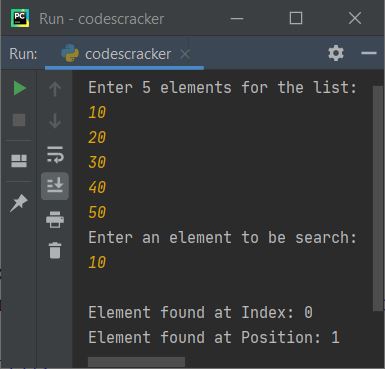search element in list python