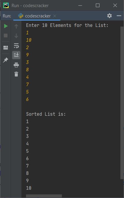 selection sort program in Python