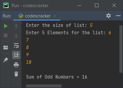 sum of odd numbers in list python