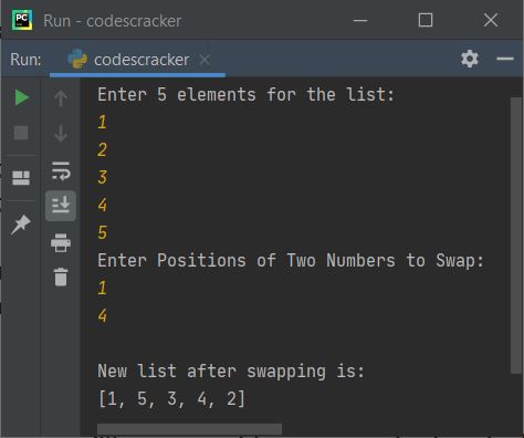 swap two elements in list python
